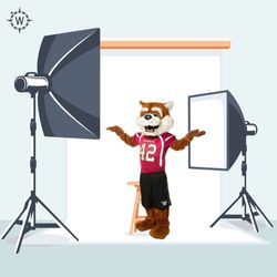Blitz the Bearcat Posing for a photo on the Willamette free Professional Headshot Day.