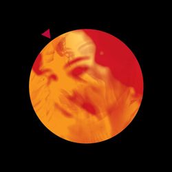 Image shows a face half-covered by a hand, orange as if shot on an infrared camera.

