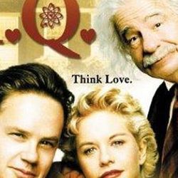 Movie poster for IQ featuring Meg Ryan, Tim Robbins, and Walter Matthau (in costume as Albert Einstein). 