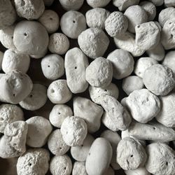 Detailed view of ceramic made rocks.