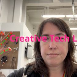 woman with text over face and digital hand tracking on right hand